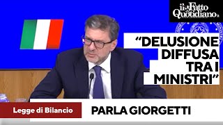 Legge di bilancio, Giorgetti: “Delusione diffusa tra i ministri. Pescatori contenti, le banche meno”