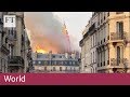 The moment Notre Dame's spire collapses in flames