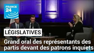 Législatives : grand oral des représentants des partis devant des patrons inquiets • FRANCE 24
