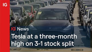 TESLA INC. Tesla at a three-month high on 3-1 stock split
