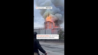 Großbrand in Kopenhagen: Historische Turmspitze stürzt ein | DER SPIEGEL