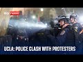 RUBBER - UCLA protests: Riot police fire rubber bullets at protesters during violent clashes