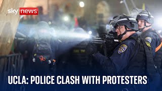 RUBBER UCLA protests: Riot police fire rubber bullets at protesters during violent clashes