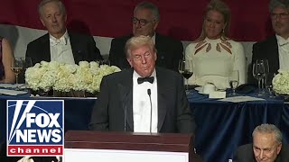 Donald Trump delivers remarks at the Al Smith dinner