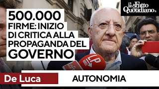 500mila firme contro l&#39;Autonomia, De Luca: &quot;Critica alla propaganda del governo&quot;