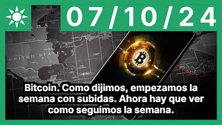 BITCOIN Bitcoin. Como dijimos, empezamos la semana con subidas. Ahora hay que ver como seguimos la semana.