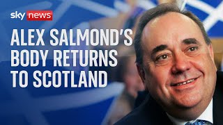 Alex Salmond&#39;s body returns to Scotland after death in North Macedonia