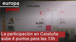 La participación se sitúa en un 26,8% a las 13 horas en Catalunya, 4 puntos más