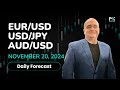 EUR/USD, USD/JPY, AUD/USD Price Forecast Today: Euro, Yen, Dollar Technical Analysis (November 20)