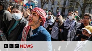 Gaza protests continue at US universities as hundreds arrested | BBC News