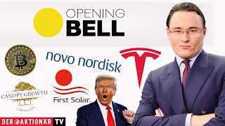 BITCOIN Opening Bell: Bitcoin, Trump Media, Tesla, Novo Nordisk, Canopy Growth, First Solar