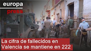 La cifra de fallecidos en Valencia se mantiene en 222 un mes después de la DANA