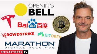 BITCOIN Opening Bell: Bitcoin, Marathon Digital, Bitdeer, Crowdstrike, Microsoft, Tesla, Baidu, Nvidia