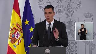 El presidente del Gobierno, Pedro Sánchez, realizará una declaración institucional desde La Moncloa