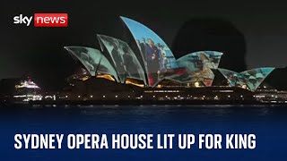 Sydney Opera House lights up for King and Queen&#39;s arrival in Australia