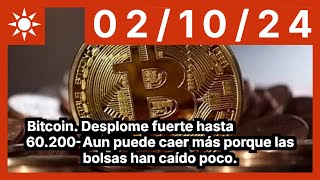 BITCOIN Bitcoin. Desplome fuerte hasta 60.200-60.500. Aun puede caer más porque las bolsas han caído poco.