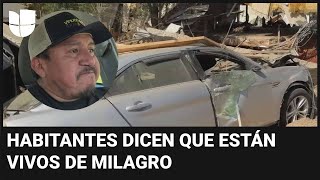 S&U PLC [CBOE] Hispano llora al recorrer las calles de su vecindario destruido por Helene en Carolina del Norte