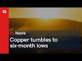 Copper tumbles to six-month lows