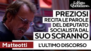 Matteotti, Alessandro Preziosi recita l&#39;ultimo discorso del deputato socialista dal suo scranno