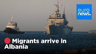 🔴 LIVE: Albania receives first migrants from Italy under new bilateral agreement | euronews 🇬🇧