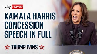 Kamala Harris delivers concession speech after 2024 US election defeat - Watch in full