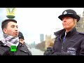 'Fortress Britain shame on you' activists shout on Westminster Bridge