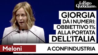 L&#39;ottimismo di Meloni all&#39;assemblea di Confindustria: &quot;Crescita 1% alla portata dell&#39;Italia&quot;