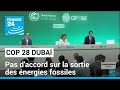 Bilan mi-parcours COP 28 : toujours pas d'accord sur la sortie des énergies fossiles • FRANCE 24