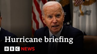 JOE US President Joe Biden and Vice-President Kamala Harris receive Hurricane Milton briefing | BBC News