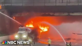 Fiery crash shuts down part of major Connecticut highway for extended period