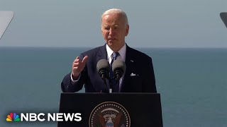 Biden praises the bravery of American soldiers who scaled Pointe Du Hoc on D-Day
