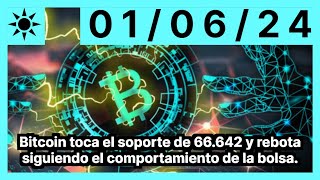 BITCOIN Bitcoin toca el soporte de 66.642 y rebota siguiendo el comportamiento de la bolsa.