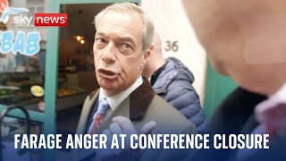 Nigel Farage accuses Brussels mayor after conservatism conference is closed down