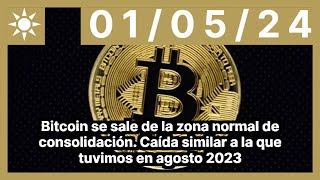 BITCOIN Bitcoin se sale de la zona normal de consolidación. Caída similar a la que tuvimos en agosto 2023