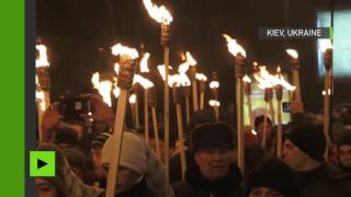 STEPAN COMPANY A Kiev, des nationalistes ukrainiens défilent avec des torches pour l’anniversaire de Stepan Bandera