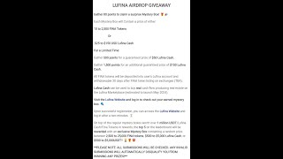 30 horas para el #Lufina #Airdrop #giveaway, consigue minimo 50 #usdt en tokens #FINA