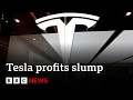 Tesla profits cut in half as demand falls | BBC News