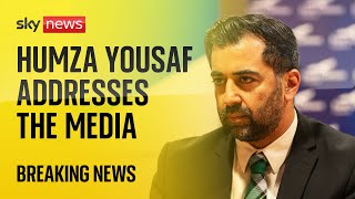 Humza Yousaf addresses media as he faces prospect of no-confidence vote