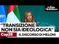 Cop28, Giorgia Meloni: “La transizione non sia ideologica. Agiamo in modo concreto ma ragionevole”