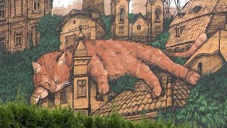 No Comment : une peinture murale en Lettonie représente un chat roux nommé Peach