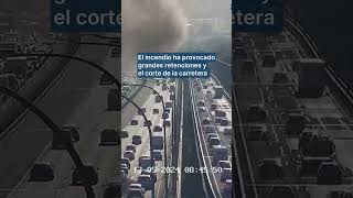 El incendio de un camión en la M-45 de Madrid provoca retenciones