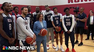 &#39;Bring back that gold&#39;: Harris meets with U.S. men’s Olympic basketball team
