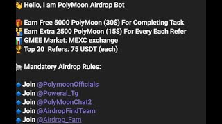#polymoon #airdrops obten $30 + $30 en #tokens POLYMOON