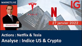 AMP LIMITED Netflix &amp; Tesla / INDICES US et Crypto - Analyse technique par Vincent BOY