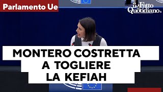 Montero costretta a togliersi la kefiah al Parlamento Ue: “È la regola? Vietati anche i genocidi&quot;