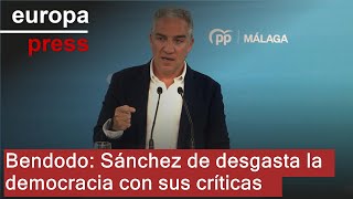 Bendodo acusa a Sánchez de querer &quot;desgastar la democracia&quot; con críticas a jueces y periodistas