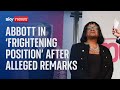 Former Labour MP Diane Abbott says alleged comments made by Tory donor are 'frightening'