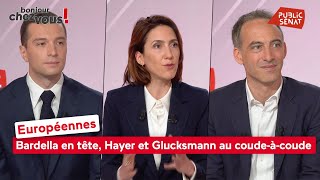 Européennes : Bardella en tête, Hayer et Glucksmann au coude-à-coude