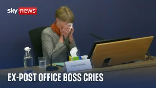 Ex-Post Office boss Paula Vennells cries while giving evidence