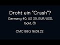 Droht ein "Crash"?  Germany 40, US 30, EUR/USD, Gold, Öl (CMC BBQ 16.09.22)